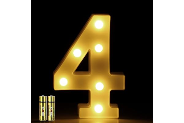 HONPHIER® Chiffres Lumineux Lettres Lumineuses Alphabet Lumineux Lampe LED Lettre Lumières Lettre Deco Opérateur à Piles pour Réceptions Partie Mariage Maison Décoration (4)