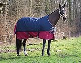 Amesbichler Couverture d\extérieur pour Cheval Equitheme TYREX 1200 Deniers garnissage 50 g imperméable, Respirant, Sangles croisées et Queue 135 cm