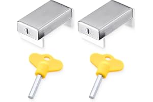 NJCXOLA 2 Pezzi Finestra Scorrevole Serratura in Lega di Alluminio con Chiave Regolabile, Ferma Finestra Scorrevole, Finestre Fermaporta per la Sicurezza Del Bambino