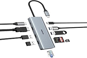 OBERSTER USB-C Docking Station Dual Monitor, 10 in 1 USB-C Docking Station with 4K HDMI, USB C 3.0, 2 USB 3.0, 2 USB 2.0, 100WPD, Ethernet, SD/TF USB C HUB Compatible Thunderbolt3/MackbookPro/Air