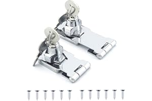 YQ YUE QIN 2 Stück Sicherheitsüberfalle mit Schloss Abschließbar Sicherheits Überfalle Schnalle Schloss Verchromte Hardware Verschließen von Schuppen Tür Schränk Kästen Möbel(2.5inch und 3inch)