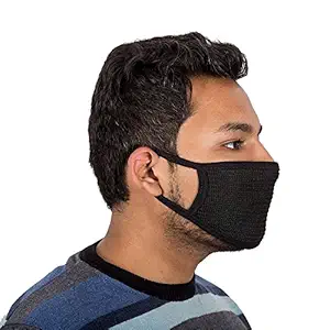 Robozy F59 Anti Pollution White Carbon Activated Cotton Half Face Adjustable Particulate Mask for Sun, Dust & Allergy Protection Foldable Face Mask - Black