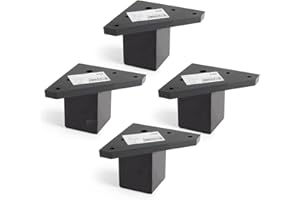 REI REUNION INDUSTRIAL SOCIEDAD LIMITADA Pack 4 Patas para Muebles con Placa de Montaje - Elevadores de Muebles - Plástico ABS - Altura: 6 cm - Color: Negro - No Incluye Tornillos - Rei