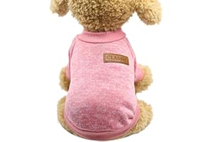 JAXICH Dog Jumpers Dog Sweater Autumn Winter Warm Pullover for Dogs Boy Girl Warm Dog Sweater Two-Legged Pet Clothes Dog Sweater Washable Dog Sweaters for Tiny-Size Breeds - Small (Pink,Xs)