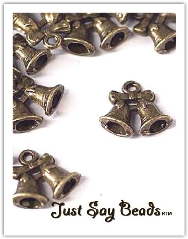 *PLUS!...ANOTHER PACKET...FREE!* 8 x Antique Bronze Double Bell Christmas Charms with Jump Rings included for attachments