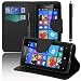 Produktbild FindaGift Cover Microsoft Nokia Lumia 532 PU Leather Flip Stand Case Cover Protector Wallet Card Slots with Magnetic Closure (Black)