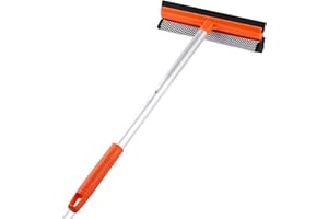 WLICH Window Squeegee, 2 in 1 Window Cleaner Tool with Squeegee and Sponge,Window Cleaning Kit with Extension Pole 17-58 Inch for Shower,Mirror, Car Windshield Washing