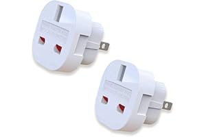 MOBIBAY Pack of 2 UK to US Plug Adaptor Type G to Type A and B from UK to USA, Canada, Australia, Jamaica, Barbados,Mexico,Thailand,China,Japan and more 3 pin to 2 Pin American Travel Adapter Plugs