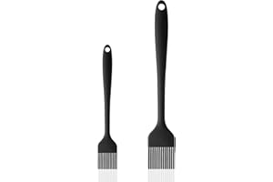 NileHome Silicone Baking Pastry Brush Oil Brush High Temperature Resistant Non-Stick, Suitable for Kitchen Baking, Grilling, Cooking, black-2pcs