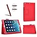 Produktbild Invero® Executive Ledertasche umfasst Ständer Feature, Displayschutzfolie und Eingabestift Kugelschreiber für Apple Ipad Air / Ipad 5 5th Generation 2013 (Rot / Red)