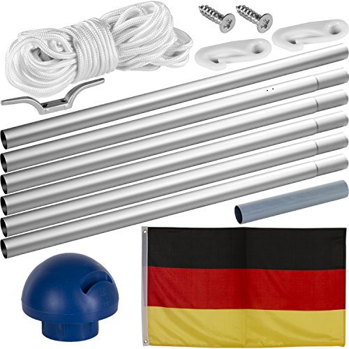 FLAGMASTER® Aluminium Fahnenmast 6,50 m, inkl. Deutschland Fahne + Bodenhülse + Zugseil, 3 Jahre Garantie - 2