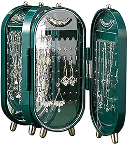 MM RETAILS Foldable Jewelry Box || Earring and Necklace Display Stand || Dressing Table Jewelry Storage Box For Girls & Women (Multicolour) (Pack Of 1)