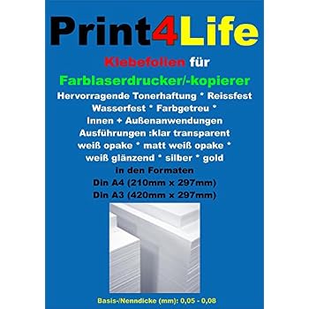 Film Autocollant Transparent Mat Pour Imprimantes Laser FOLASER Mat Tra 10 Feuilles A3 19462