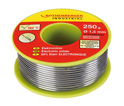 Rothenberger Industrial Elektroniklot, flussmittelgefüllt, 250 g, Durchmesser 1,5 mm, 045280E