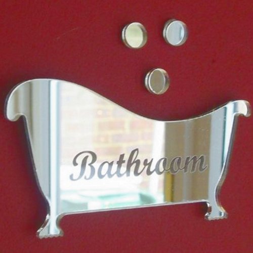 Bad & Blase Spiegel 12 cm x 6 cm & 3 Blasen (Tür-Schild-Größe) - 2