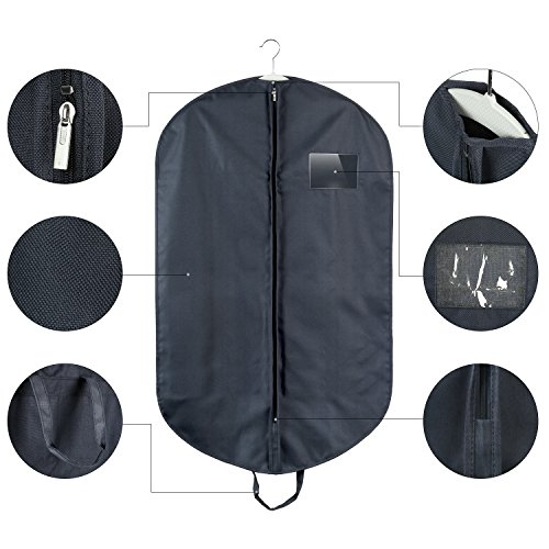 HOMFA 4 x Kleidersack atmungsaktive kleiderhülle Anzugtasche Anzugsack Kleiderschutzhülle mit Sichtfenster und Tragegriff aus Wasserabweisend Material für Anzug, Brautkleid – 100 x 60 cm - 7