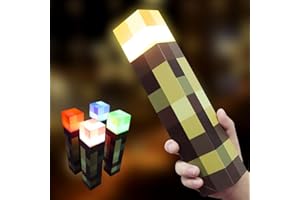 SKIKHN Wall Fackel Nachtlicht, 4 Farbe Craft Fackel Lampe, 28cm LED Mcers Nachtlicht, USB Wiederaufladbar & Ton und Licht Flamme Nachahmen, 3D Nachttischlampe Kinder für Cosplay Spielzeug Geschenke