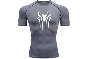 MIDUNU T-Shirt à Manches Courtes Spider pour Hommes Respirant à séchage Rapide Sports Top Musculation Survêtement Compression Chemise Fitness Hommes