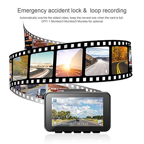 WiMiUS Dashcam Full HD 1080P Auto Kamera mit 170° Weitwinkelobjektiv, 2.45 Zoll LCD-Bildschirm Autokamera mit G-Sensor, WDR, Parkmonitor, Nachtsicht und Loop-Aufnahme - 3