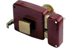 CISA 150110601N6, Serratura da Applicare, Tirante e Pomolo Interno, Cilindro Standard, Acciaio Verniciato Color Rosso Amaranto, Entrata 60, Mano Destra