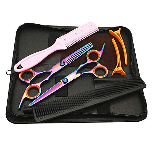 Su-luoyu Ciseaux De Coiffeur Ciseaux Cheveux De Ciseaux À Cheveux Et Ciseaux Amincissants Ciseaux De Cheveux De Ménage Pince À Cheveux avec Étui De Rangement