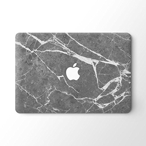 pop-items Macbook Pro Cover, hochwertiges Marmor Design, Marble Muster Aufkleber, Folie, ausgespartes Apple Logo, abziehbarer Sticker, Vinyl Skin 13 Pro Zoll Modell in marmor grau