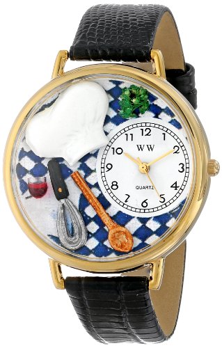 Whimsical Watches Unisex-Armbanduhr Chef Black Skin Leather And Goldtone Watch #G0310002 Analog Leder Mehrfarbig G-0310002 Whimsical Watches Unisex-Armbanduhr Chef Black Skin Leather And Goldtone Watch #G0310002 Analog Leder Mehrfarbig G-0310002