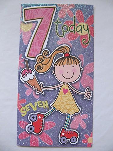 FANTASTIC ROLLER SKATES & ICE CREAM 7 TODAY 7TH BIRTHDAY GREETING CARD