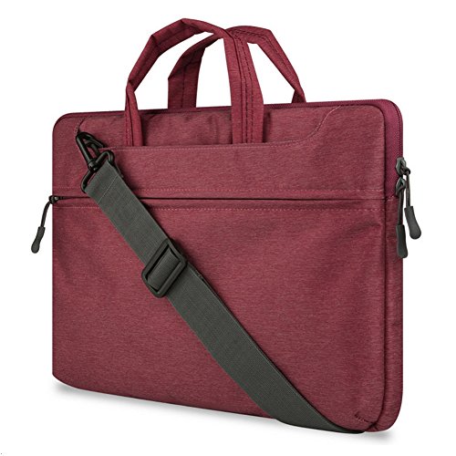 GADIEMENSS Water-resistant Laptop Shoulder Briefcase Bag Portable Computer case handbag For Apple Macbook Air Pro and other Notebook (Dark Red, 15.6 inches)
