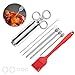 Produktbild BBQ Bratenspritze 60ml mit 3 Nadeln, Grill Marinadenspritze 304 Edelstahl Gewürzspritze mit Grill Reinigungsbürste,Gummi Ring, BBQ Bratenspritze Küchenhelfer für Fleisch Rind Huhn Gebäck mit Marmelade