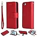Produktbild Ostop Brieftasche Hülle für iPhone SE/iPhone 5S/iPhone 5,Rot Prämie PU Leder Magnet Abnehmbar Handyhülle Kartenfach Tasche Slim Stand Flip Klappbar Abdeckung Komplett Schutzhülle für iPhone SE/5S/5