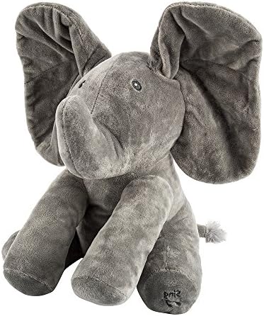 Flappy Elephant Plush Toys Baby Elephant Plush Stuffed Gifts for Child Electric Musical Toys Baby Cuddle Doll (Grey)