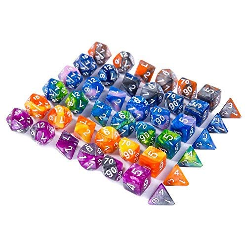 CiaraQ Poliédrico Dados, 6 x 7 (42 Piezas) Colores Dobles Dados de Juego para Dungeons and Dragons DND RPG MTG D20 D12 D10 D8 D6 D4 de Mesa Juegos de Cartas con Paquete de 6 Negro Bolsas - Imagen 5