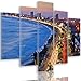 Produktbild Feeby Frames, Leinwandbild, Bilder, Wand Bild - 5 Teile - Wandbilder, Kunstdruck XXL, TypA, 120x250 cm, KÜSTENBLICK, MAZATLAN, MEXIKO, ANTENNE, NEONS, SONNENUNTERGANG