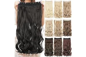 IMISSU Extensiones de pelo rizado natural largo y grueso con clip en extensiones de pelo sintético para mujer (24 Inch,Negro)