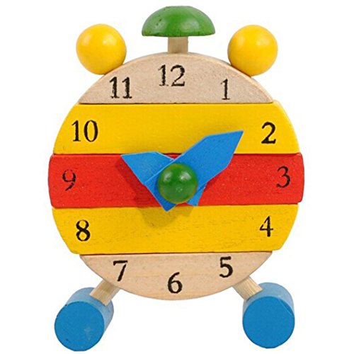 Education Toy,Fortan Hand Made Wooden Clock Toys for Kids Learn Time Clock
