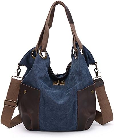 NONGNIML Travel Duffels canvas Shoulder Handbag fashion Shopping bag Holiday Overnight Weekend Hiking Camping Outdoor Trekking,blue