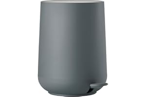 ZONE DENMARK - Poubelle Salle de Bain Nova - 5L - Design Scandinave - Plastique ABS Doux Au Toucher - Poubelle Cuisine Élégante H29cm D23cm - Gris