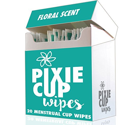 Pixie Cup Las toallitas recomendado para su Copas período de 100% Biodegradable Libre de Alcohol antiséptico olor floral