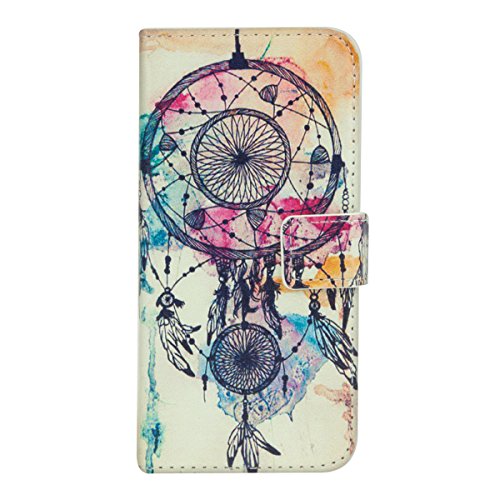 kwmobile Funda para Apple iPhone SE   5   5S - Wallet Case plegable de cuero sint  tico - Cover con tapa tarjetero y soporte Dise  o atrapasue  os desdibujado en multicolor azul blanco