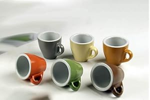 Kasahome Servizi da Caffè Set 6 Tazzine Doppie con manico Tazza Tazzina Caffe Kit Colazione 95 ML Colori assortiti