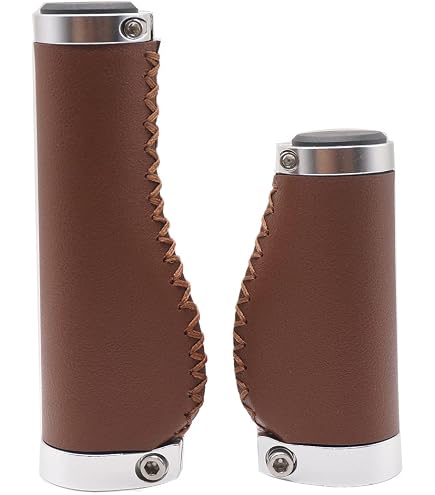 CBK-MS Fahrradgriffe echt Leder braun ergonomisch geformte Lenkergriffe lang/kurz 135/92 mm für Fahrräder mit Drehgriffschaltung Sport & Freizeit