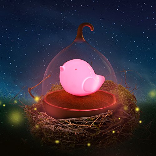 Signstek dimmbar Sensor Nachttischlampe Niedlich Vögelkäfig Nachtlicht USB aufladbar LED-Lampe mit USB-Ladekabel für Baby Kinder