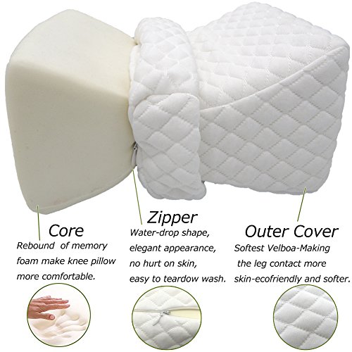 Orthopädisches Kniekissen für Ischiasentlastung – Bestes für unteres hinteres, Bein und Knie Schmerz- Gedächtnis-Schaum-Keil-Kontur-Bein-Kissen mit entfernbarer Abdeckung - 3