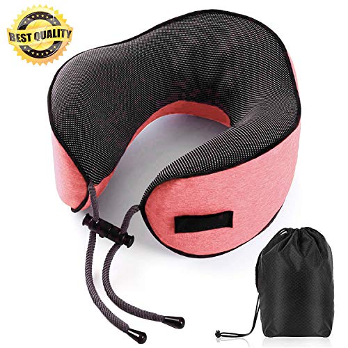 Ayunhao Almohada de viaje de espuma viscoelástica para el cuello del coche de avión, ayuda a la cabeza, el cuello y la barbilla, el mejor diseño de masaje