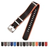 AUTULET Herren Nylon Armband Schwarz Orange 22mm