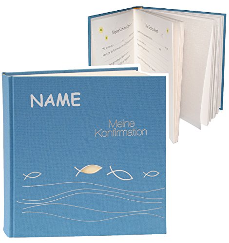 Fotoalbum / Konfirmationsalbum – meine Konfirmation – Gebunden zum Einkleben – für bis zu 180 Bilder – blanko – Fotobuch / Photoalbum / Album – für Mädchen & Jungen Kinder / Ichthys Fisch Symbol – Kirche / Konfirmand - 3