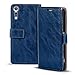 Produktbild Conie RW40112 Retro Wallet Kompatibel mit Sony Xperia XZ, Klapphülle Tasche Vintage Leder Design für Xperia XZ Etui mit Kartenfächer Vintage Blau