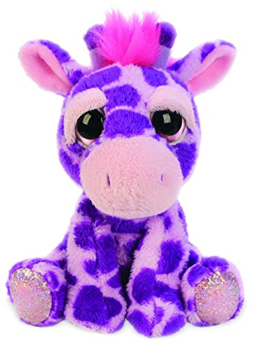 Suki Gifts Lil Peepers Fun Violet Giraffe Plush Toy with Pink Sparkle Accents (Small, Pink/Purple)