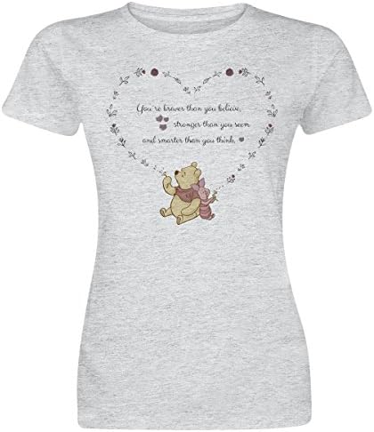 Winnie The Pooh Heart Girls Shirt Mottled Grey S